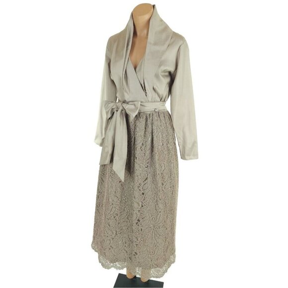 Vintage Catherine Regehr Silk Taffeta & Lace Gown S Green Dress Bow VTG - Picture 2 of 16